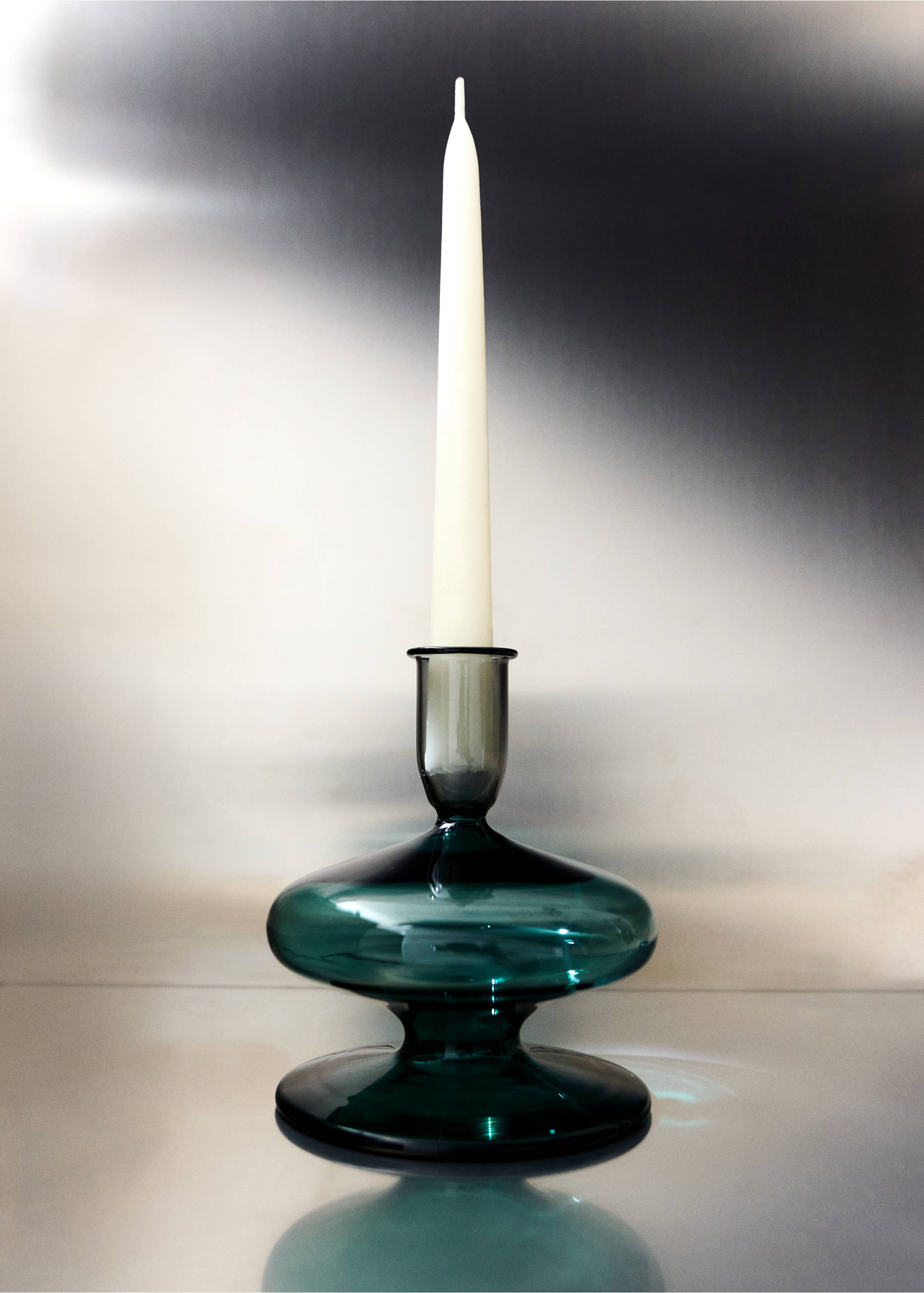 Bicolour borosilicate candelabrum - General plane, Petrol Blue. Ref: 37053871-00.