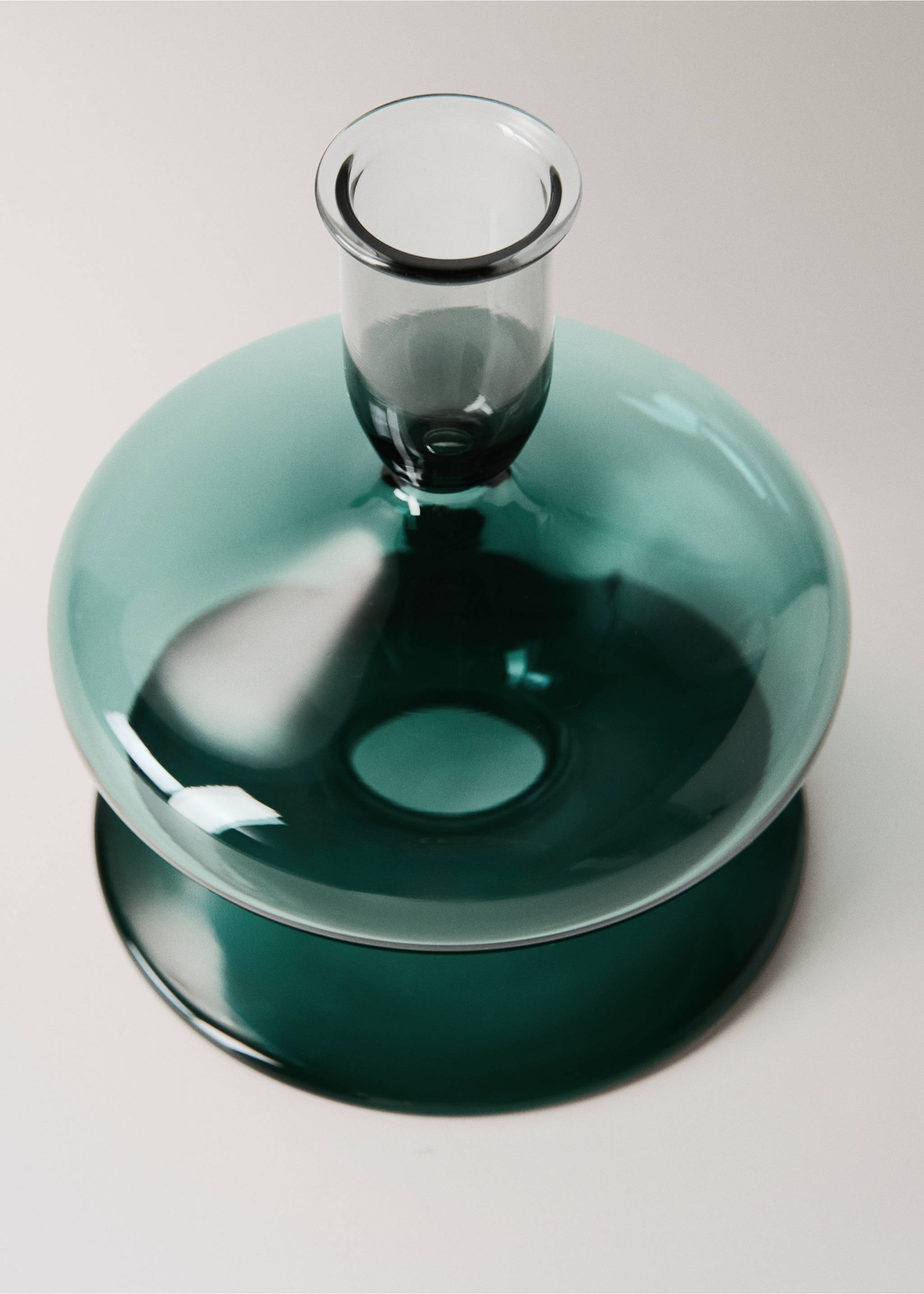 Bicolour borosilicate candelabrum - Details of the article 1, Petrol Blue. Ref: 37053871-00.
