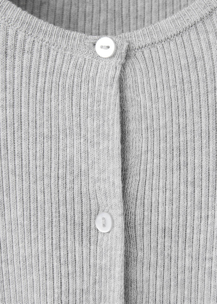 Ribbed cotton-blend cardigan — Light Heather Grey