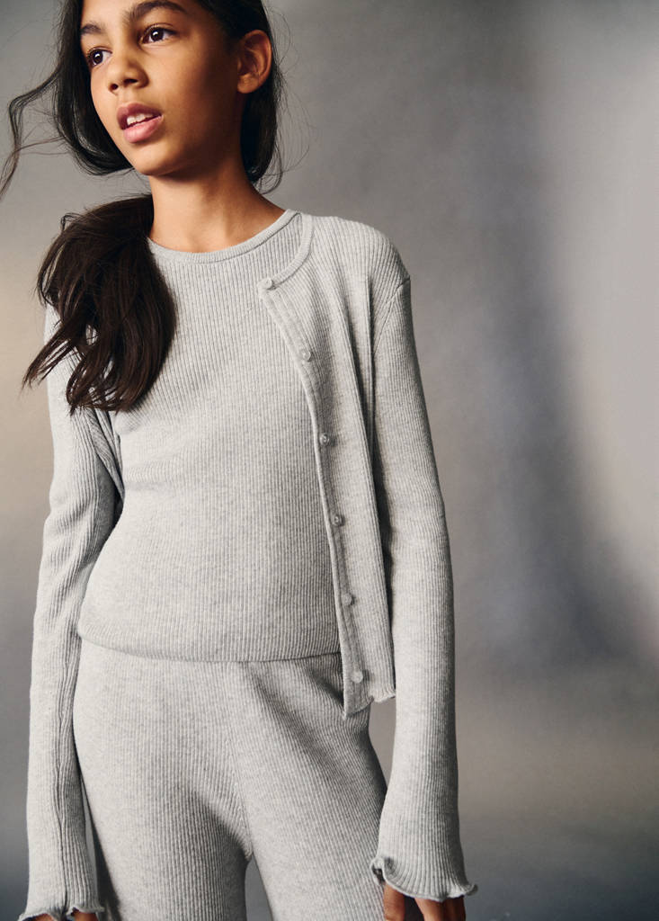 Ribbed cotton-blend cardigan — Light Heather Grey