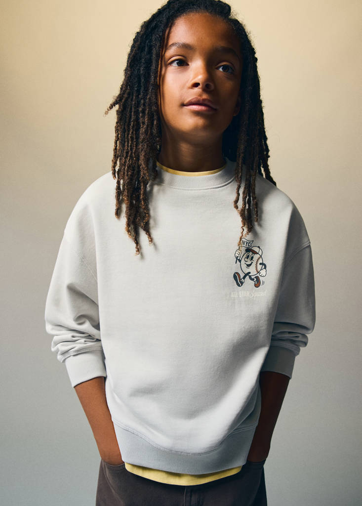 Oversized printed sweatshirt — Ice Grey