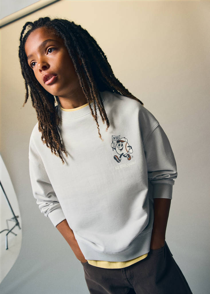 Oversized printed sweatshirt — Ice Grey