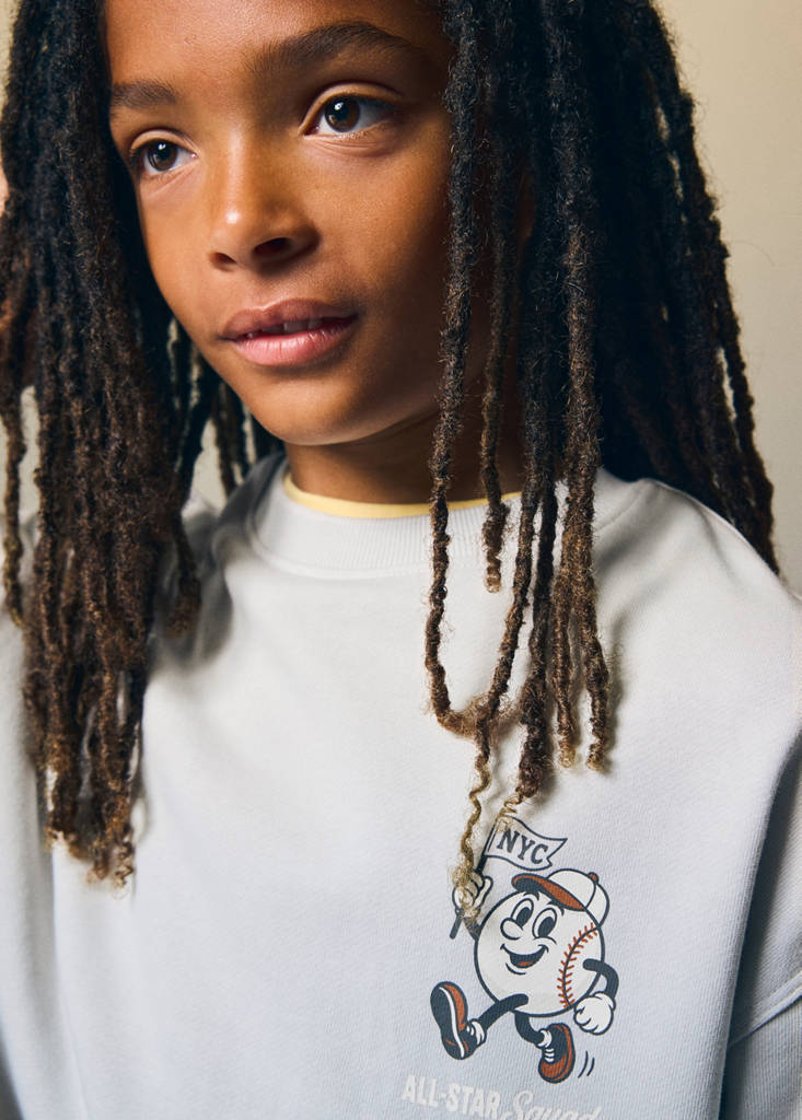 Oversized printed sweatshirt — Ice Grey