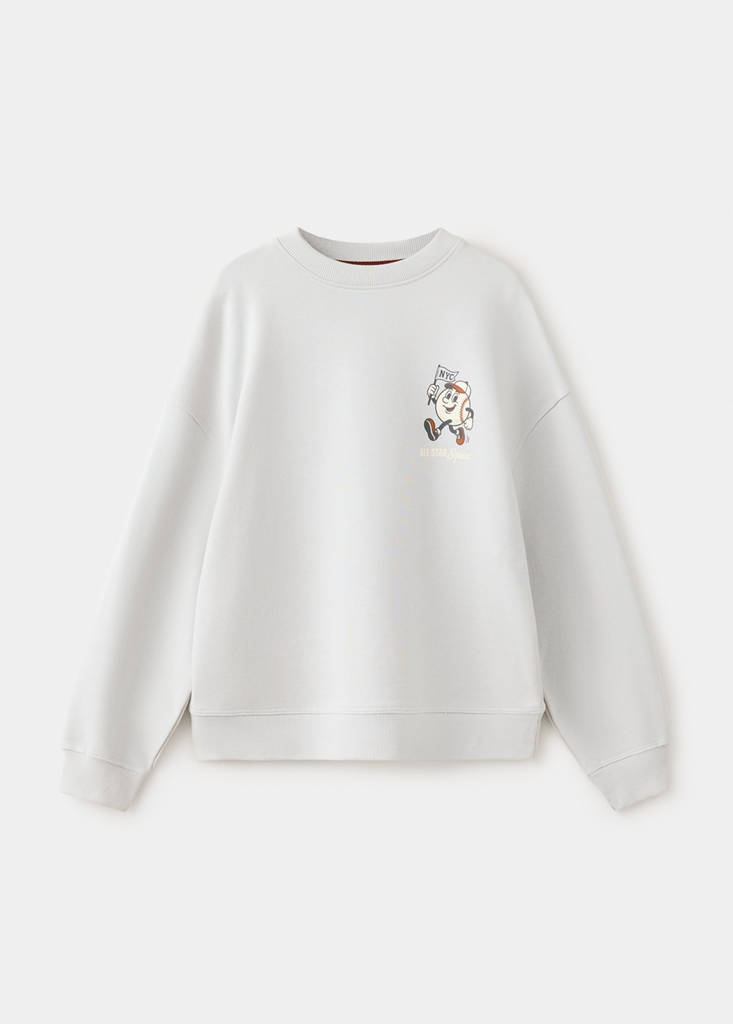 Oversized printed sweatshirt — Ice Grey