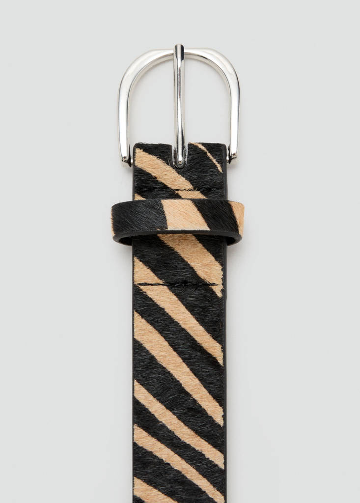 Zebra-print fur belt — Black