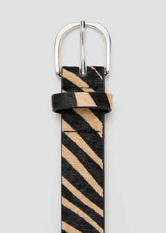 Zebra-print fur belt — Black 3