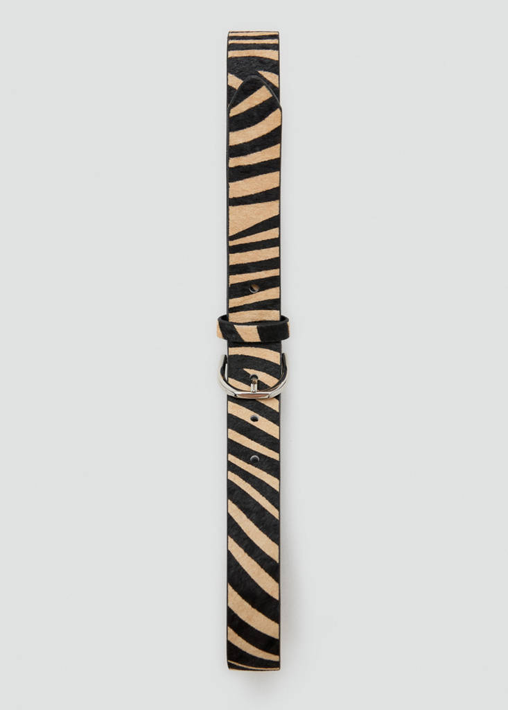 Zebra-print fur belt — Black