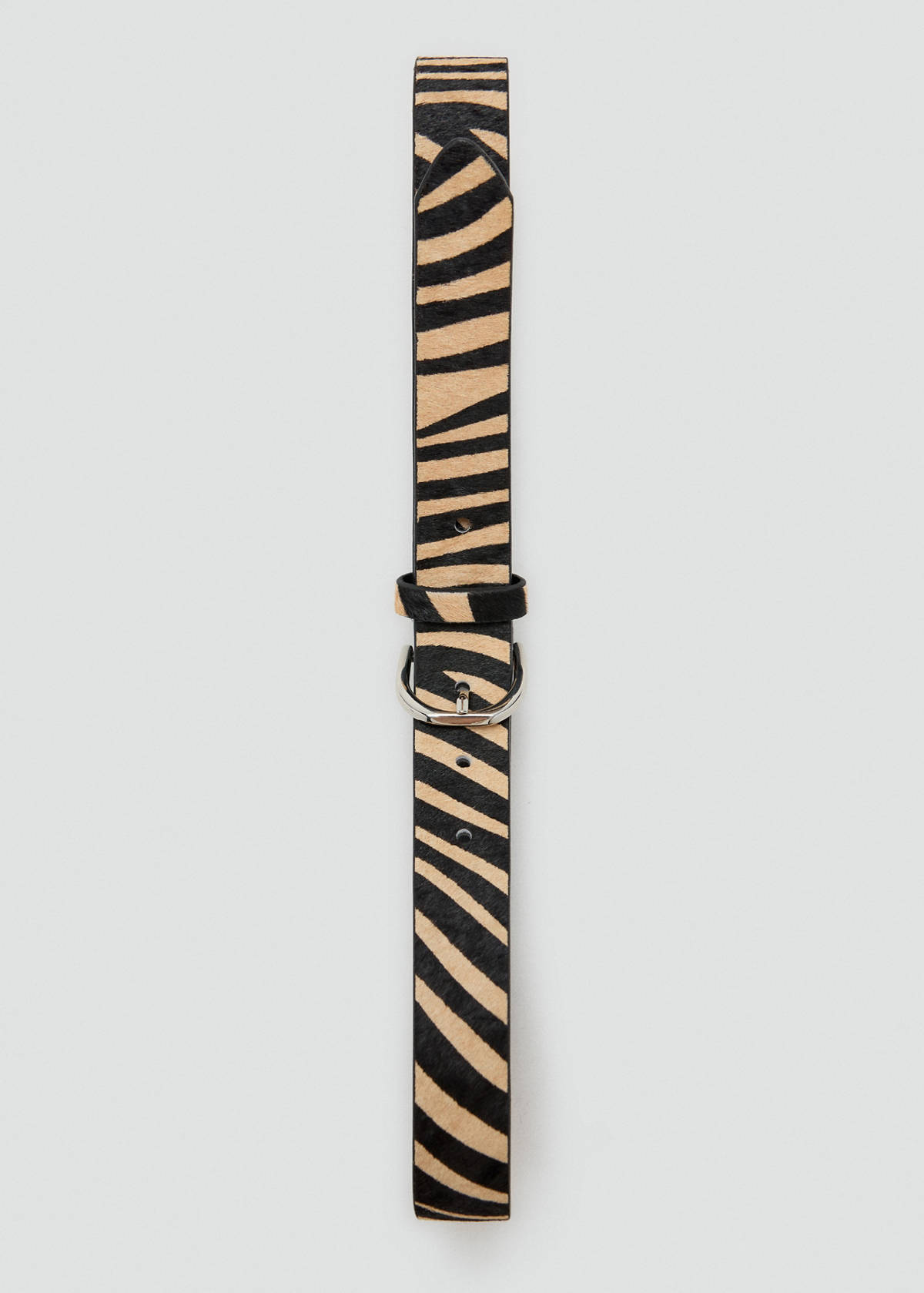Zebra-print fur belt — Black