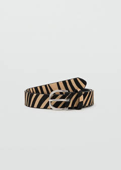 Zebra-print fur belt — Black 1