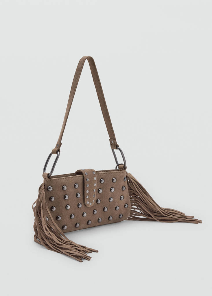 Fringe leather bag — Sand