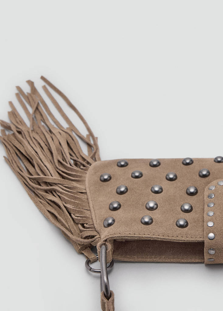Fringe leather bag — Sand