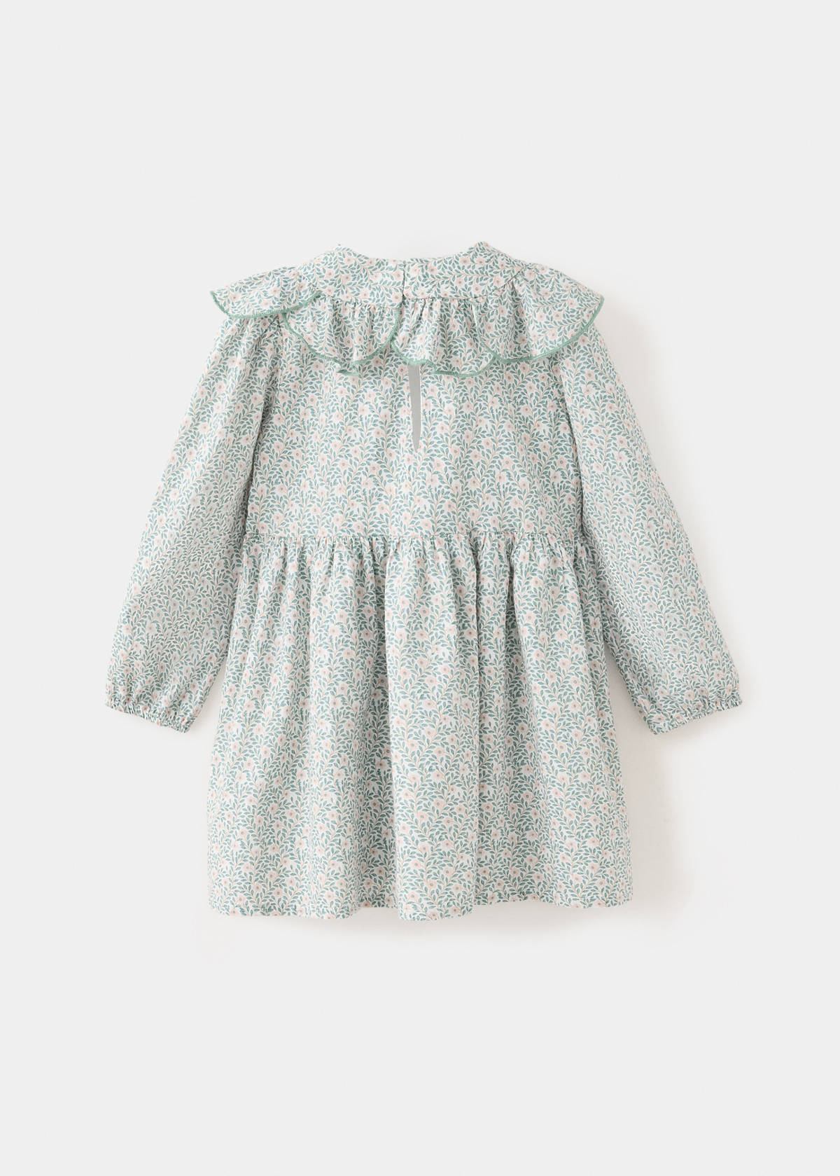 Printed dress with babydoll collar — Off White