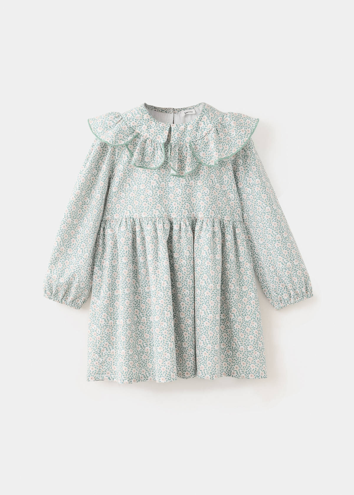 Printed dress with babydoll collar — Off White
