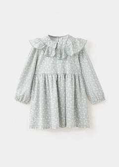 Printed dress with babydoll collar — Off White 1