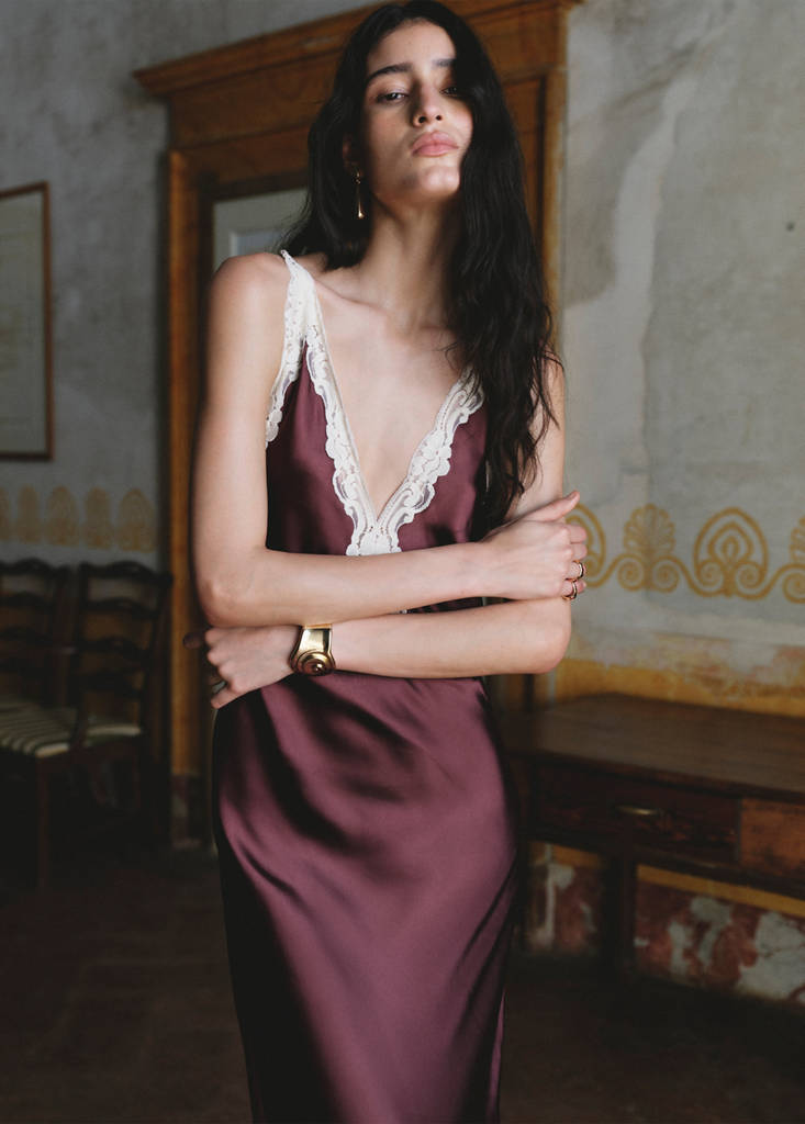 Satin lace dress