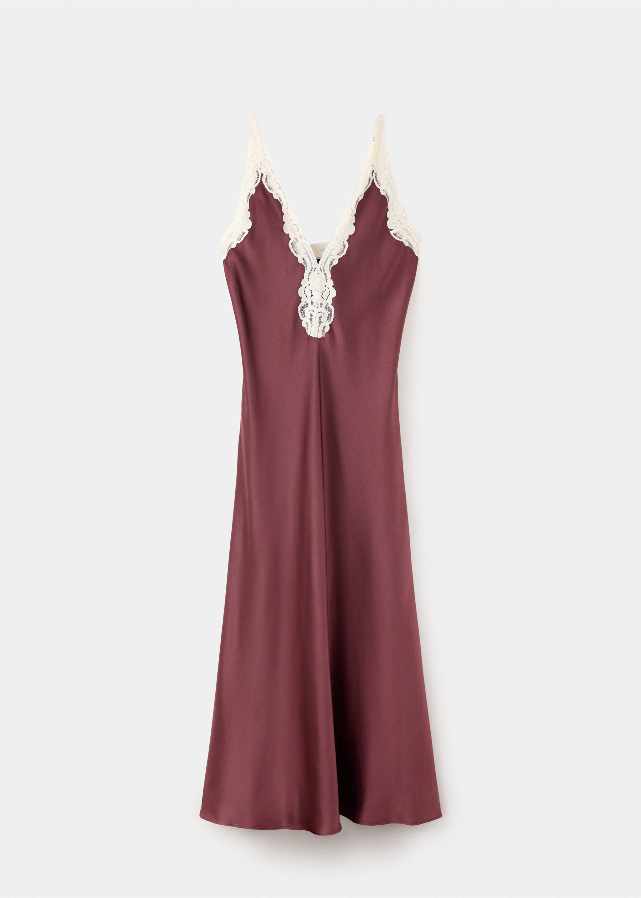 Robe satinée en dentelle - Article sans modèle, Grenat. Ref: 37053885-00.