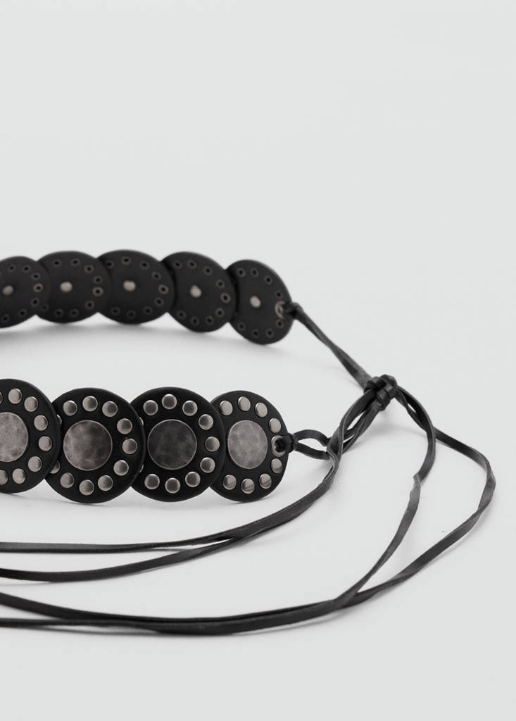 Studded bow belt — Black