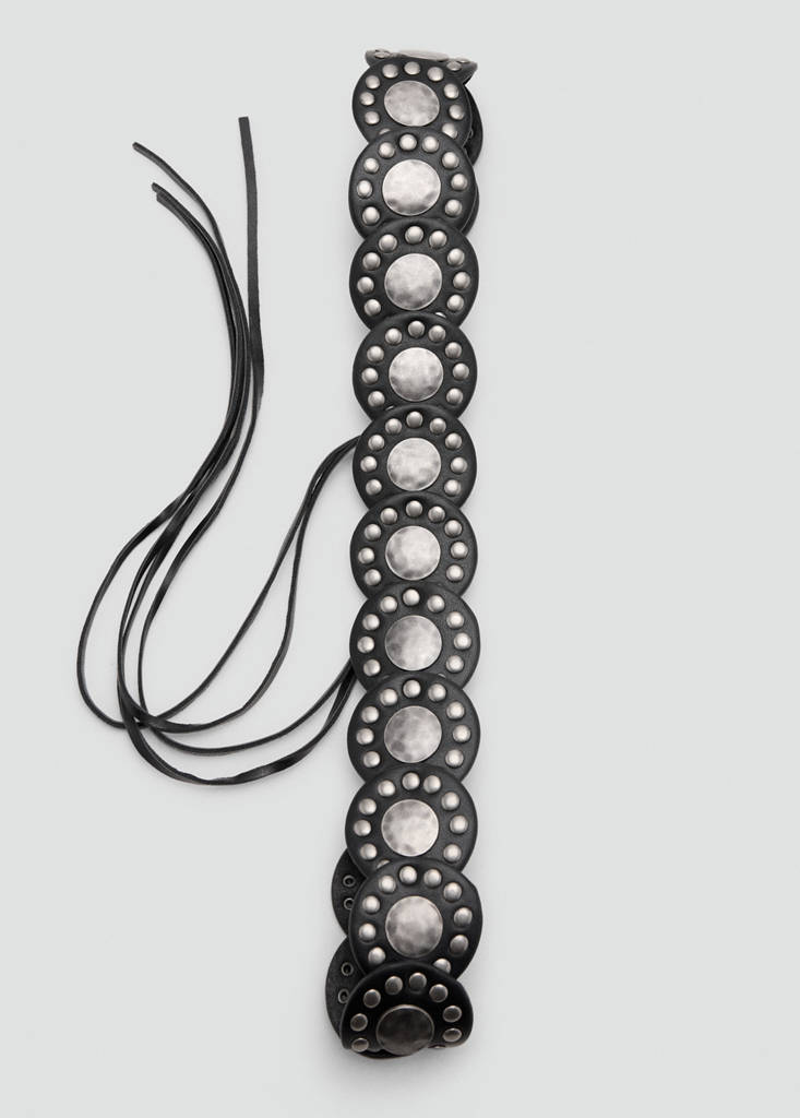 Studded bow belt — Black