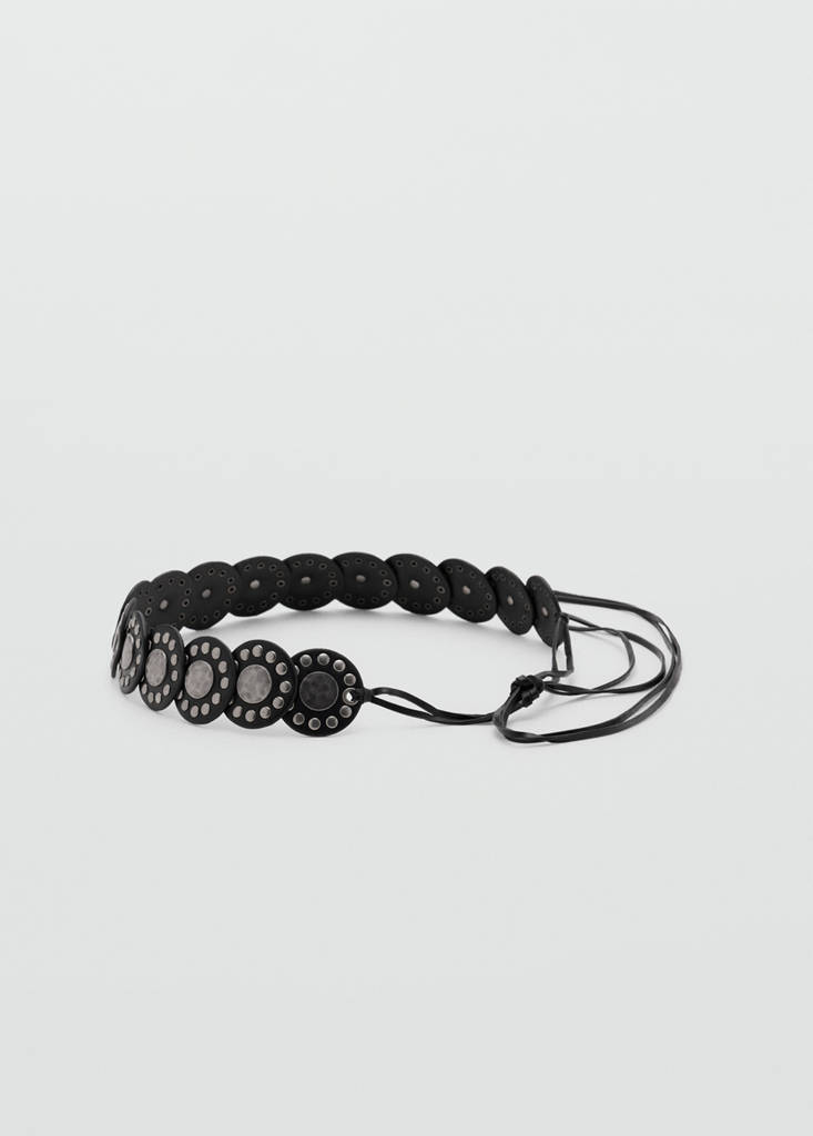 Studded bow belt — Black