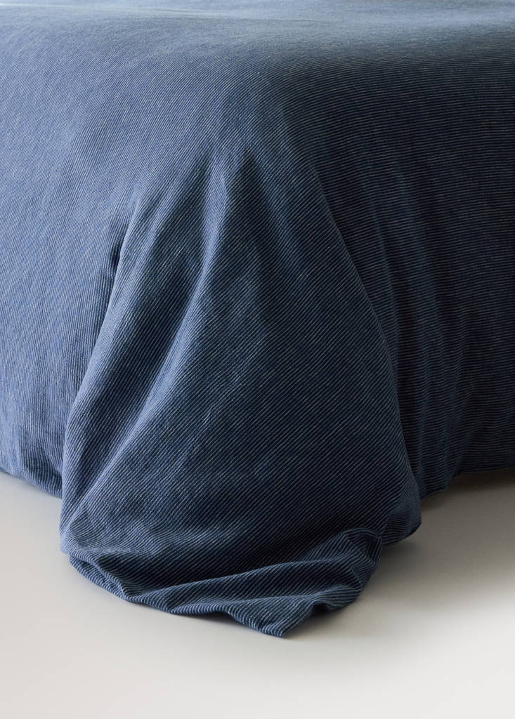 Linen and cotton duvet cover for 135/140 cm bed — Indigo Blue