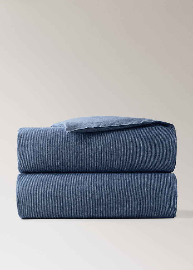 Linen and cotton duvet cover for 135/140 cm bed — Indigo Blue