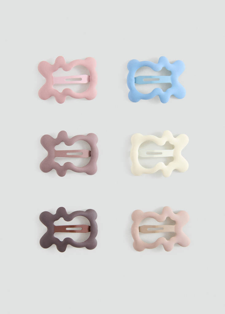 Pack of 6 hair clips — Beige