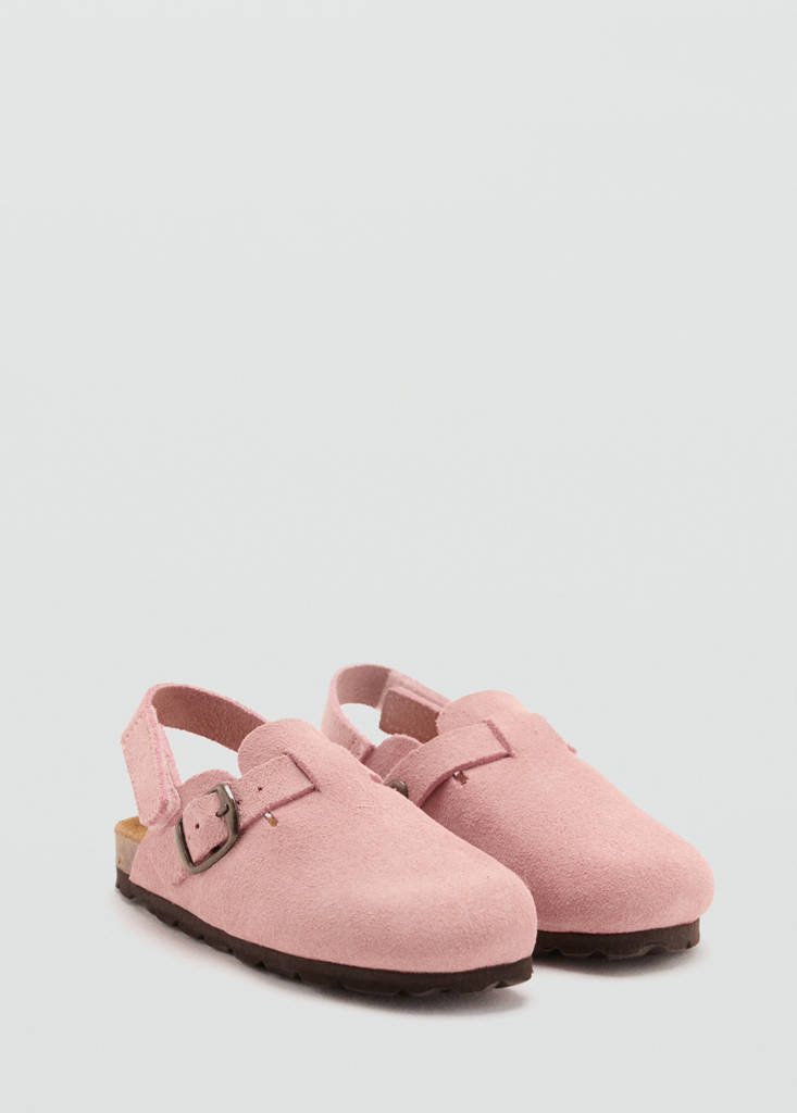 Leather clogs with buckle — Pastel Pink