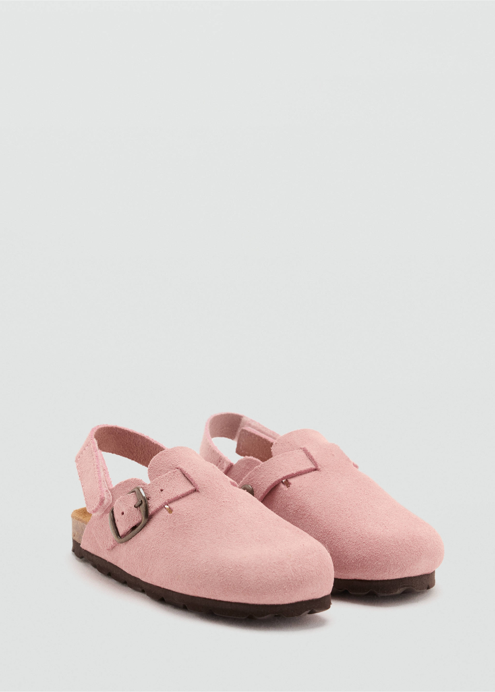 100% leather sandal with buckle - Medium plane, Pastel Pink. Ref: 37053891-00.
