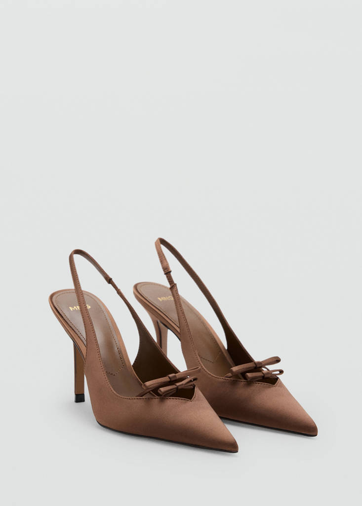 Satin court shoes — Chocolate
