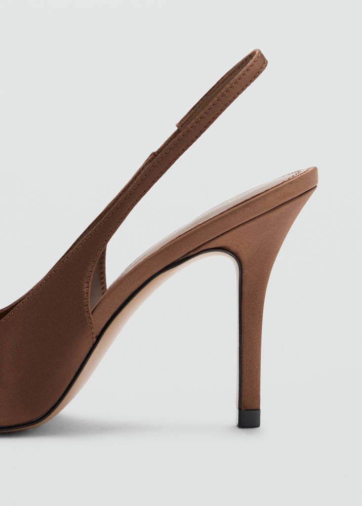 Satin court shoes — Chocolate