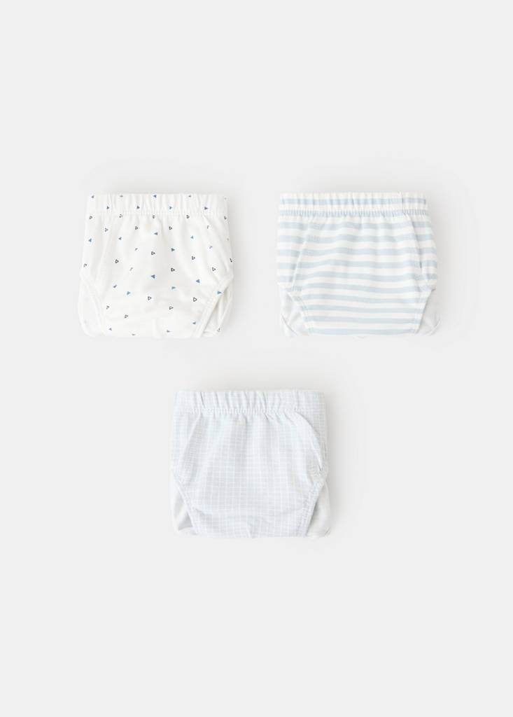 Pack of 3 cotton combination briefs — Sky Blue