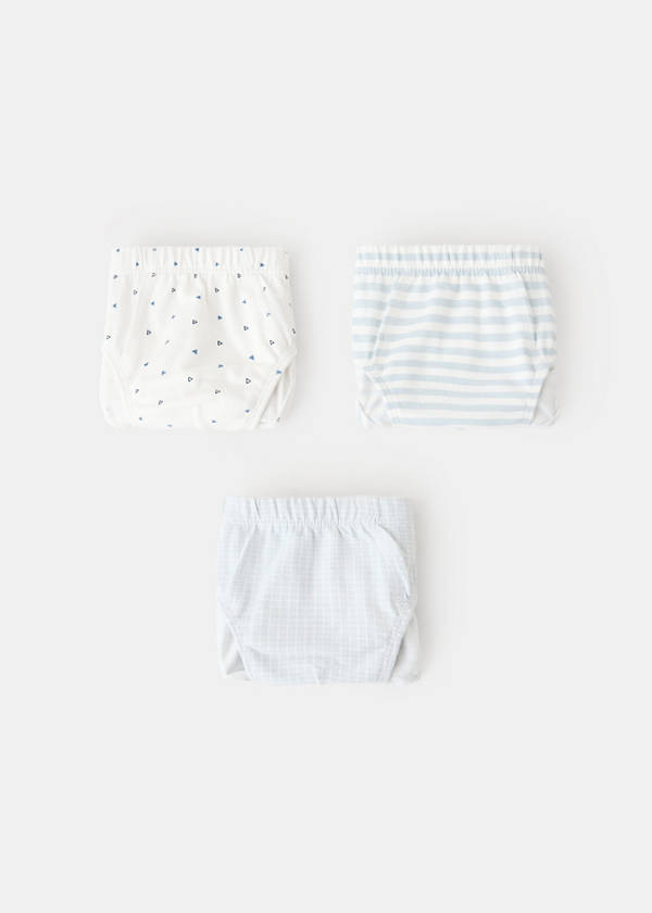 Pack of 3 cotton combination briefs — Sky Blue
