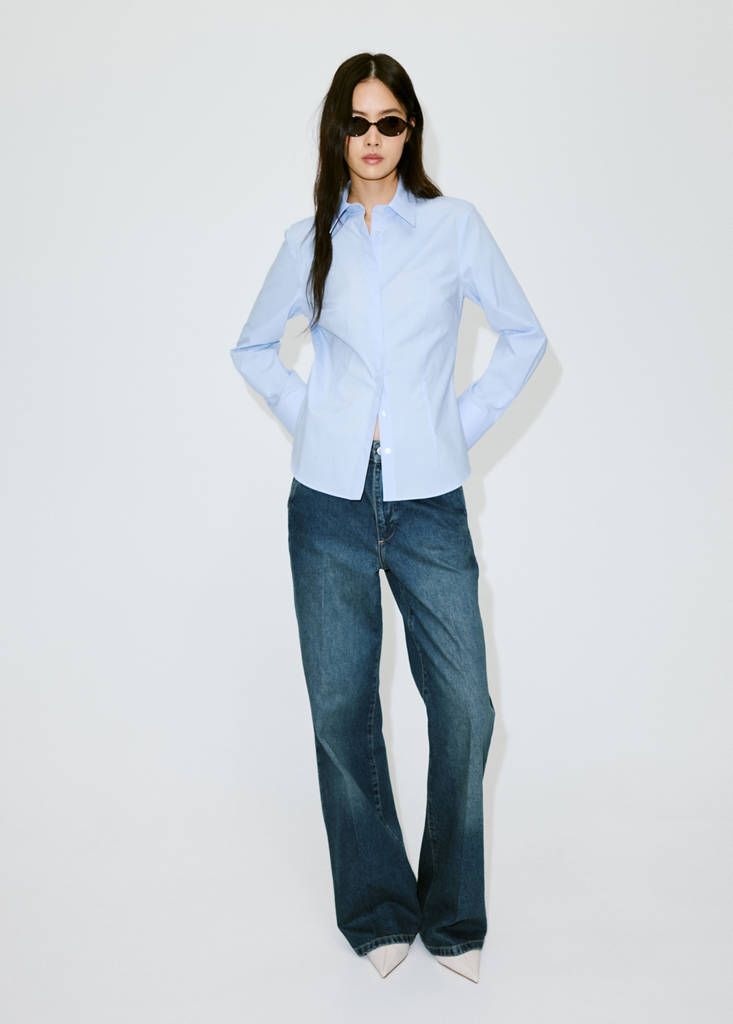 Slim-fit poplin shirt — Sky Blue