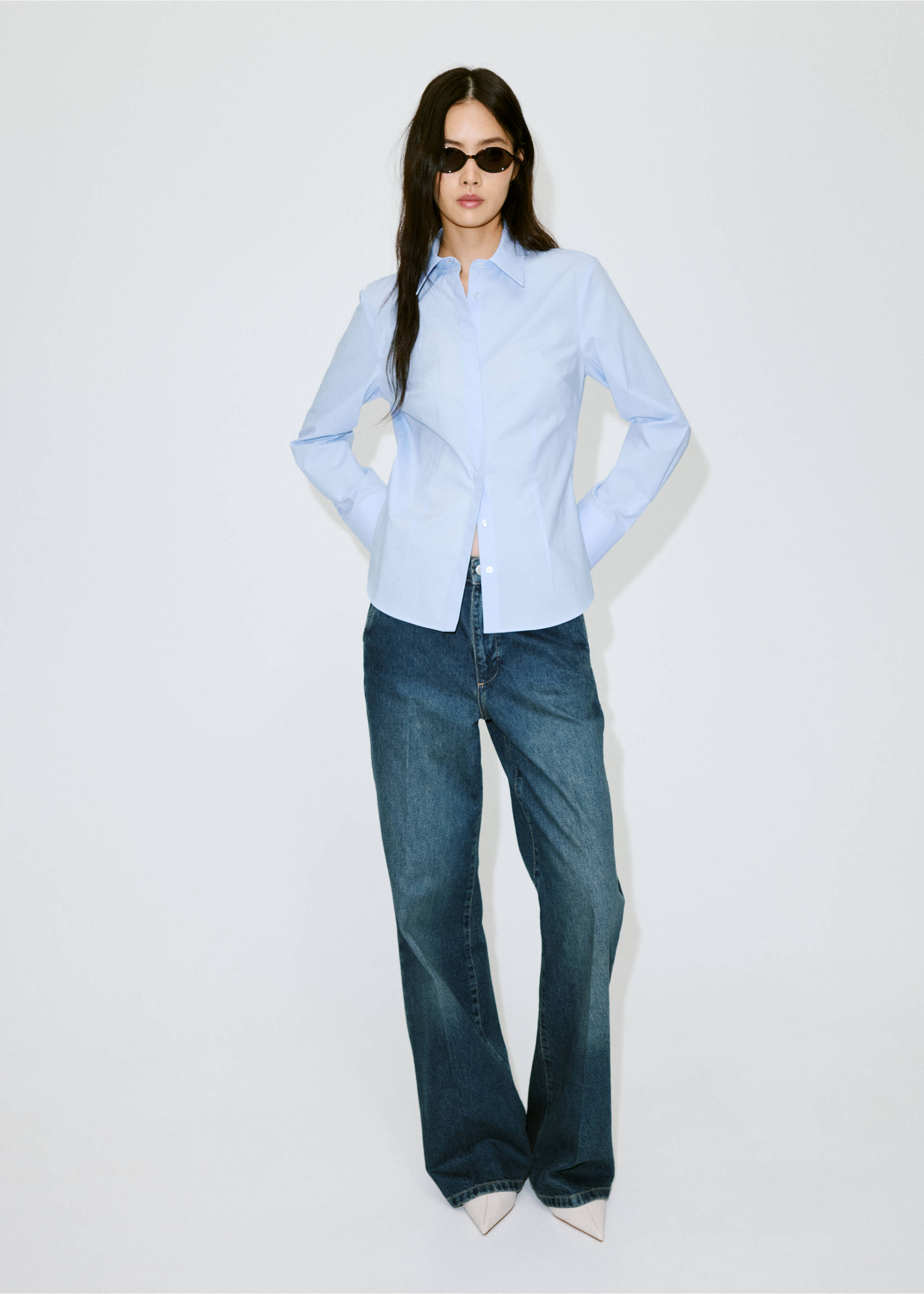 Slim-fit poplin shirt - General plane, Sky Blue. Ref: 37054068-00.