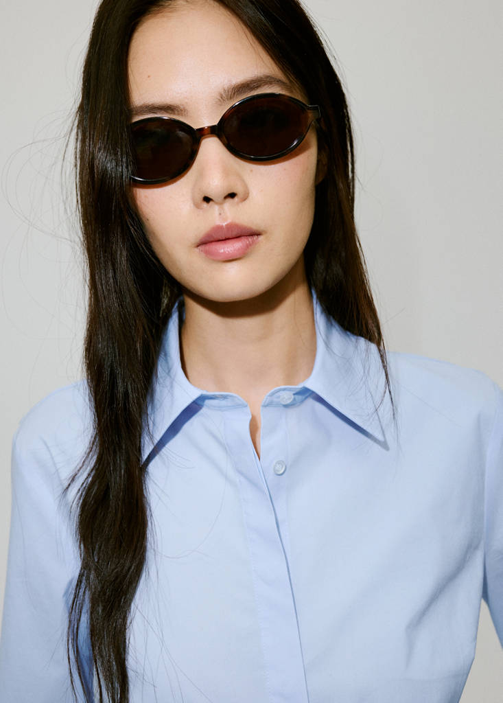 Slim-fit poplin shirt — Sky Blue