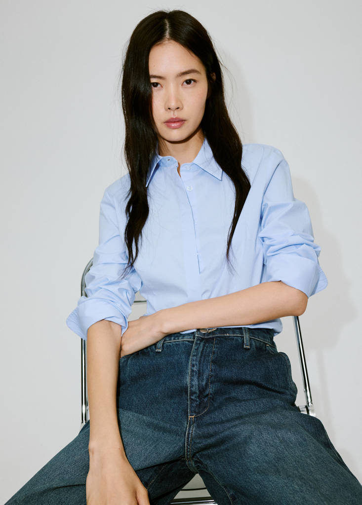 Slim-fit poplin shirt — Sky Blue