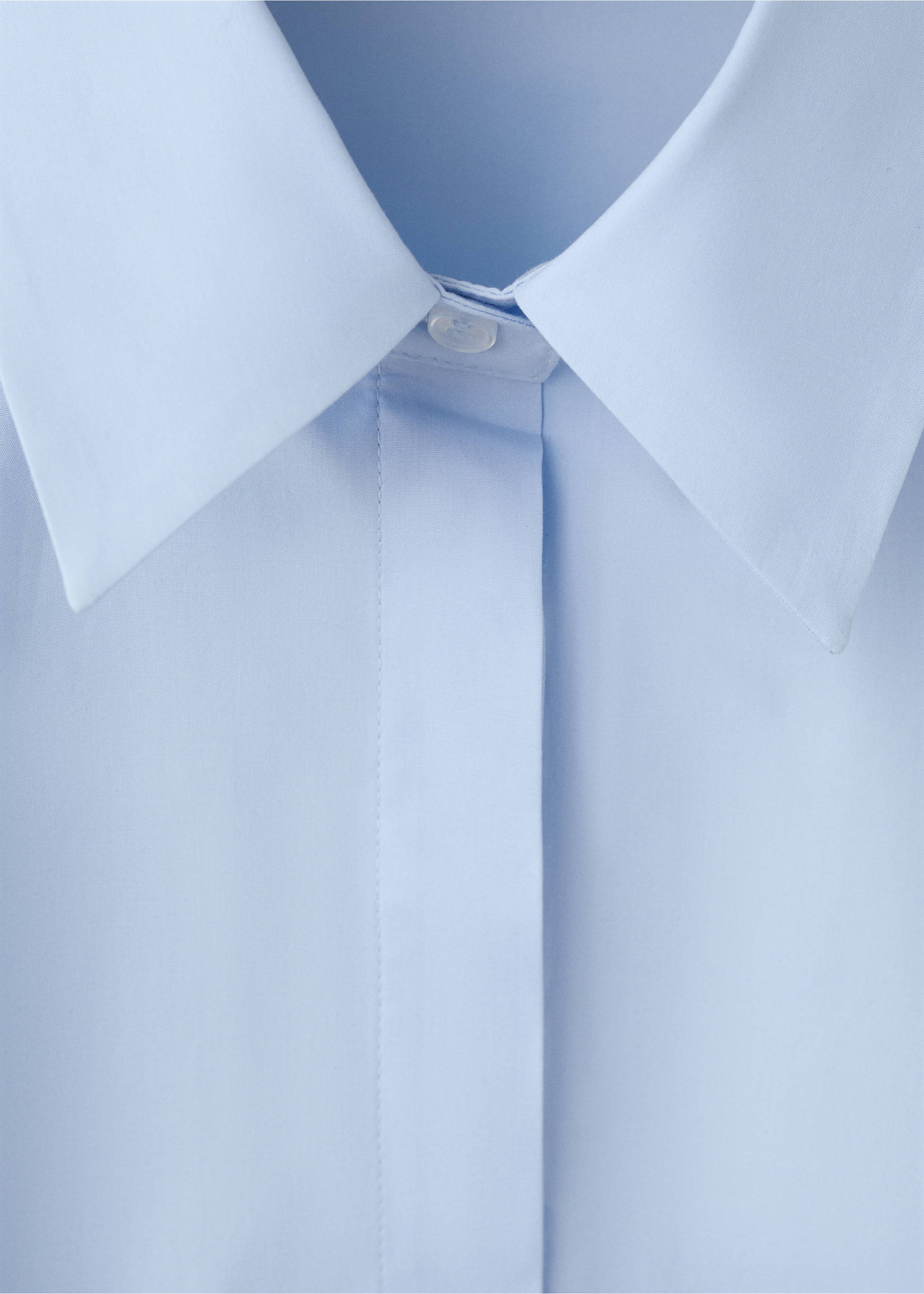 Slim-fit poplin shirt - Details of the article 8, Sky Blue. Ref: 37054068-00.