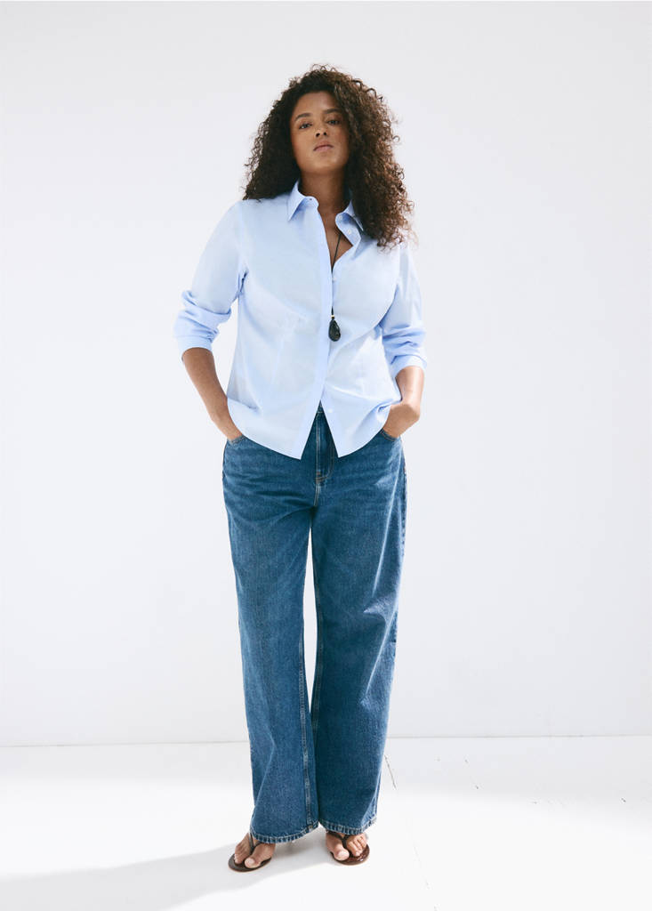 Slim-fit poplin shirt — Sky Blue
