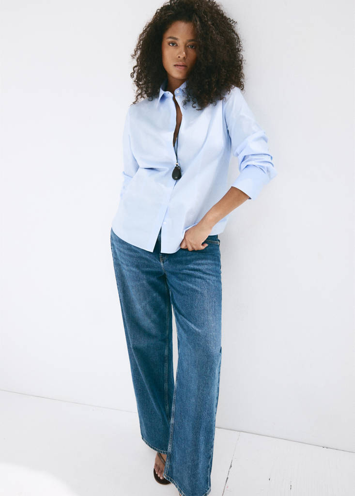 Slim-fit poplin shirt — Sky Blue