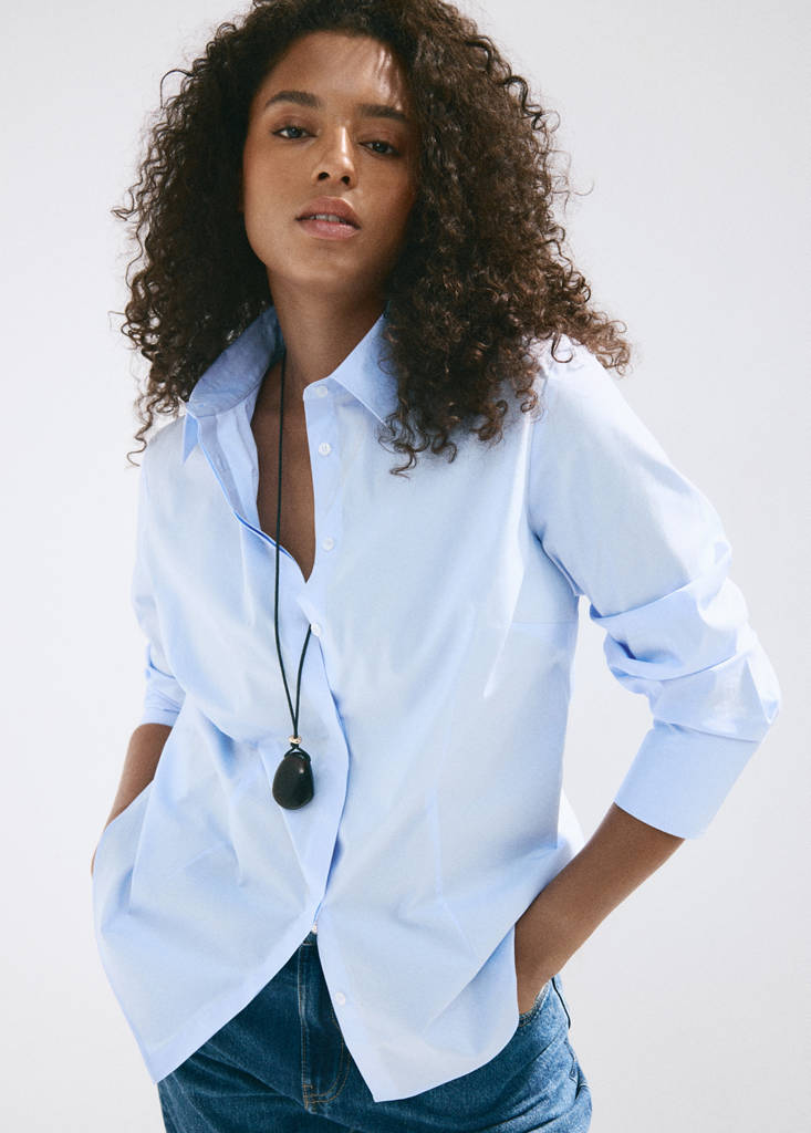 Slim-fit poplin shirt — Sky Blue