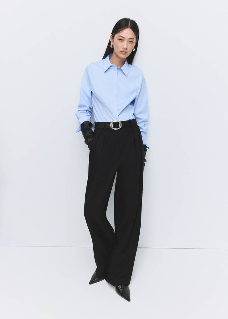 Slim-fit poplin shirt — Sky Blue