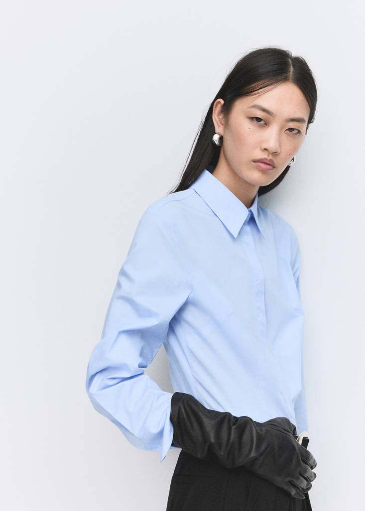 Slim-fit poplin shirt — Sky Blue