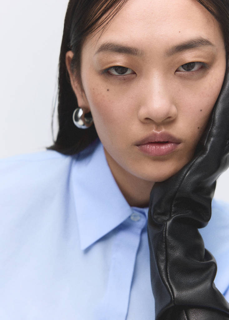 Slim-fit poplin shirt — Sky Blue