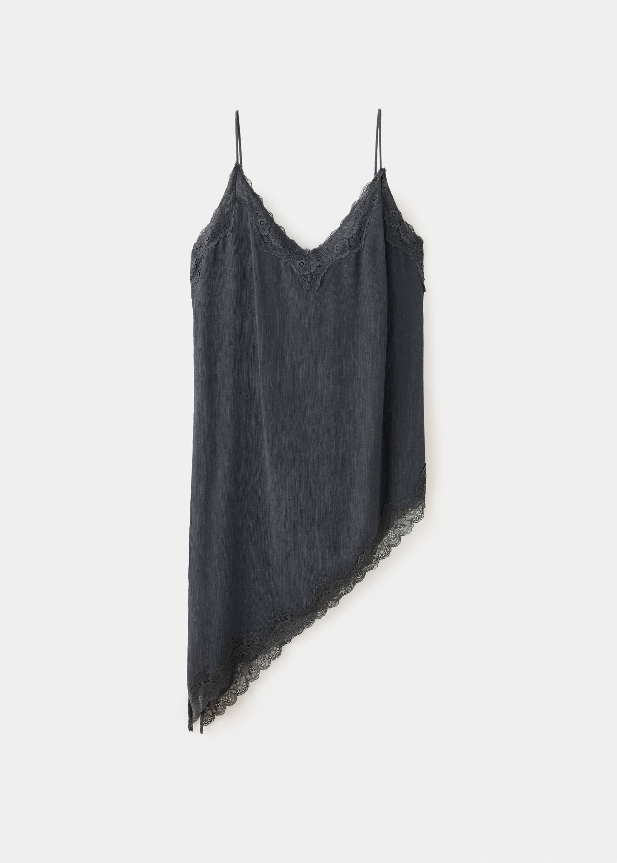 Asymmetric lace camisole top - Article without model, Charcoal. Ref: 37054069-00.