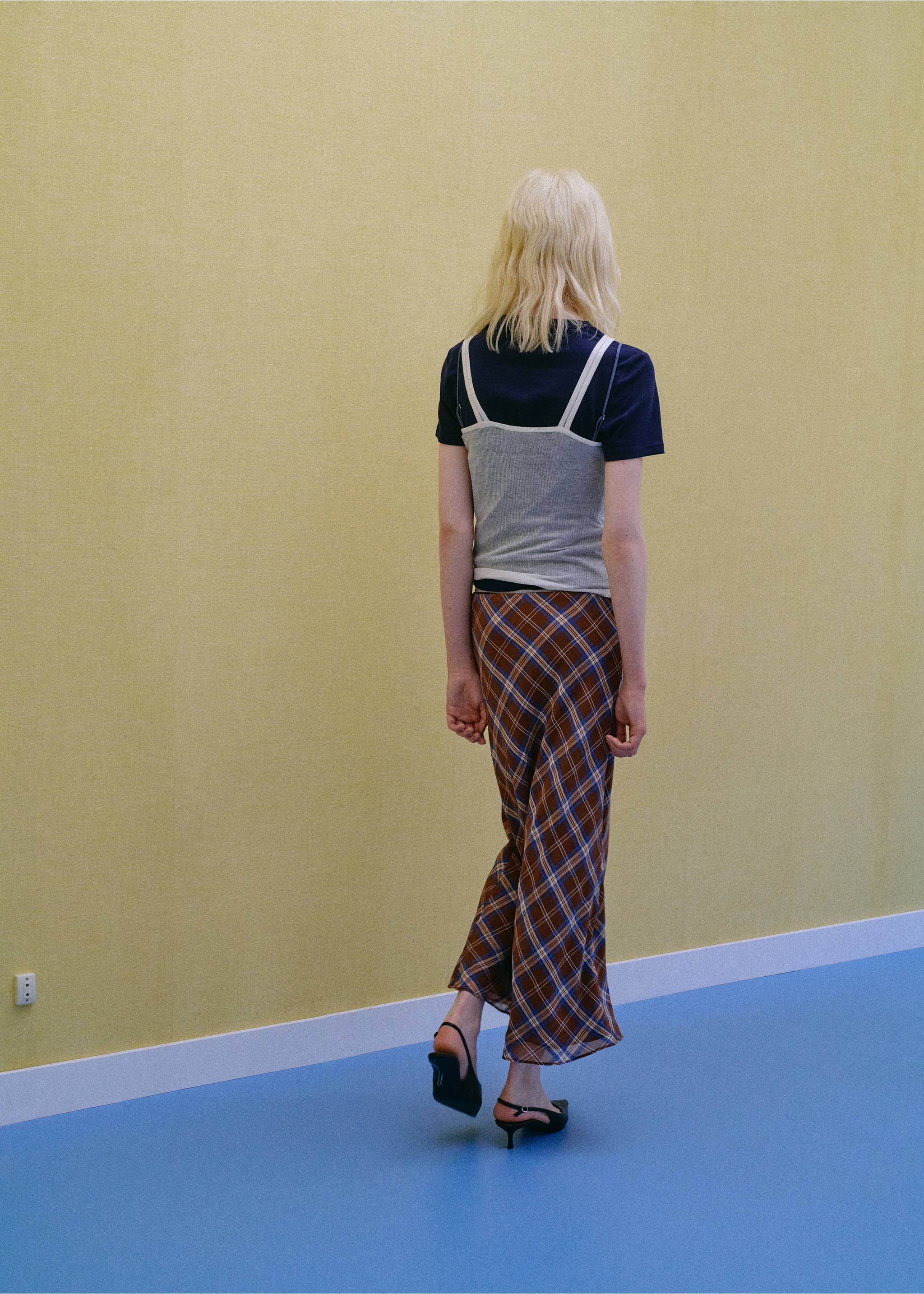 Checked midi skirt - Reverse of the article, Brown. Ref: 37054070-00.