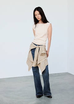 Button Detail T-shirt — Sand 2