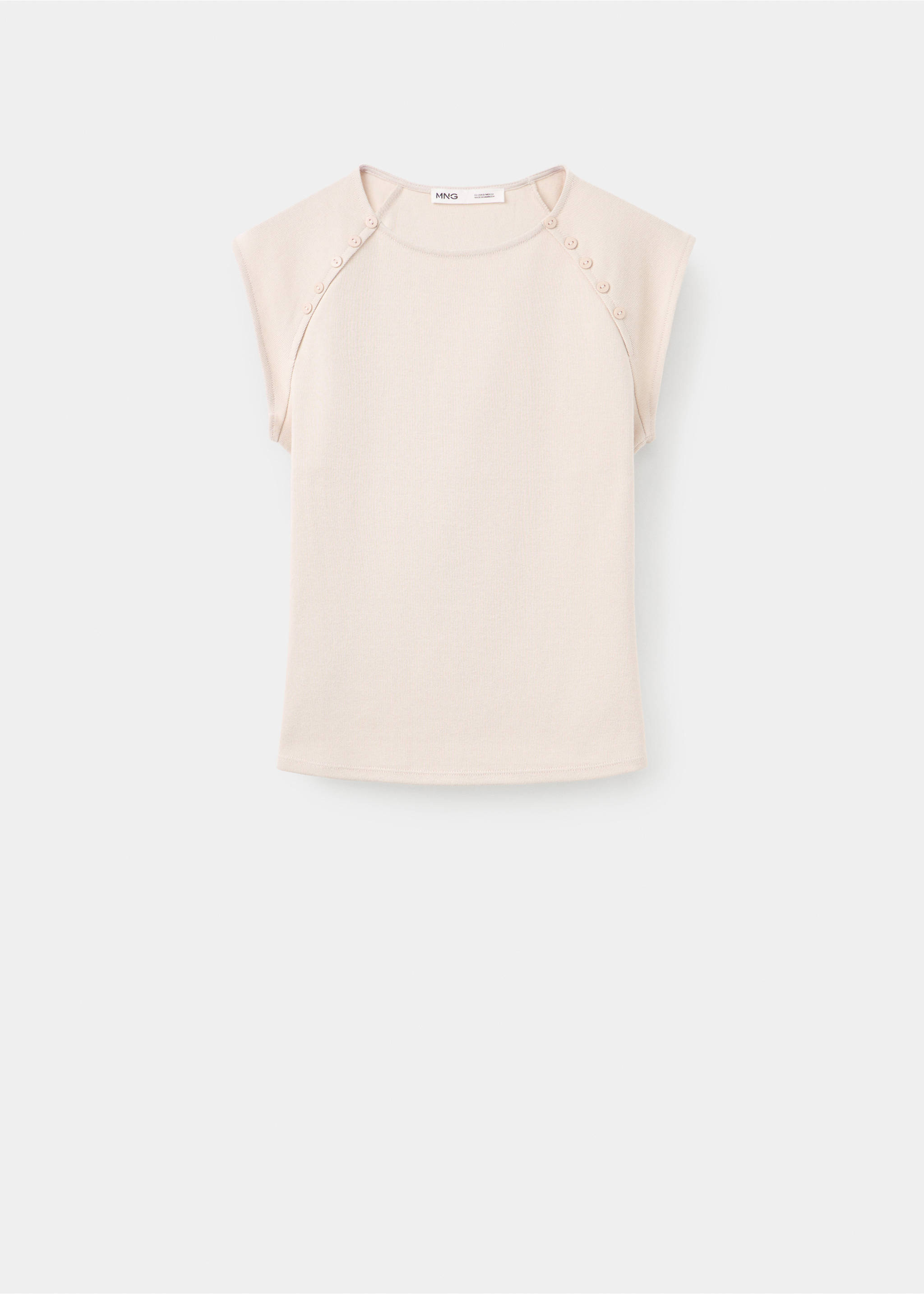 Button-detail T-shirt - Article without model, Sand. Ref: 37054071-00.