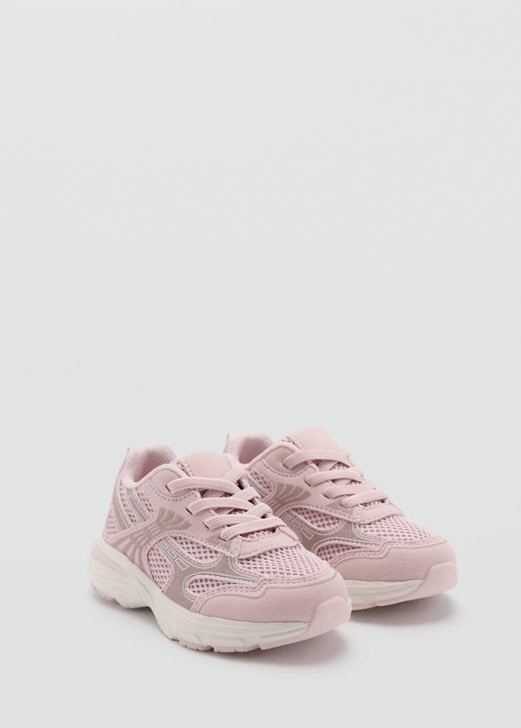 Mixed trainers with elastic lace — Pastel Pink