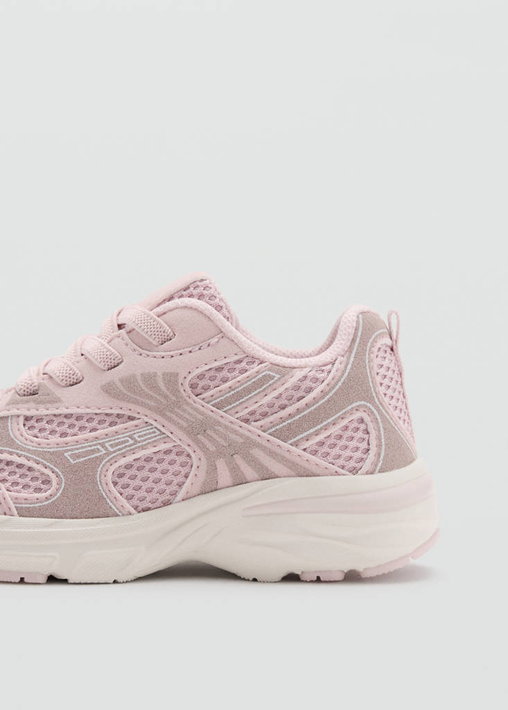 Mixed trainers with elastic lace — Pastel Pink