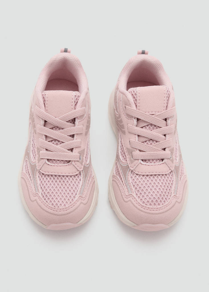 Mixed trainers with elastic lace — Pastel Pink